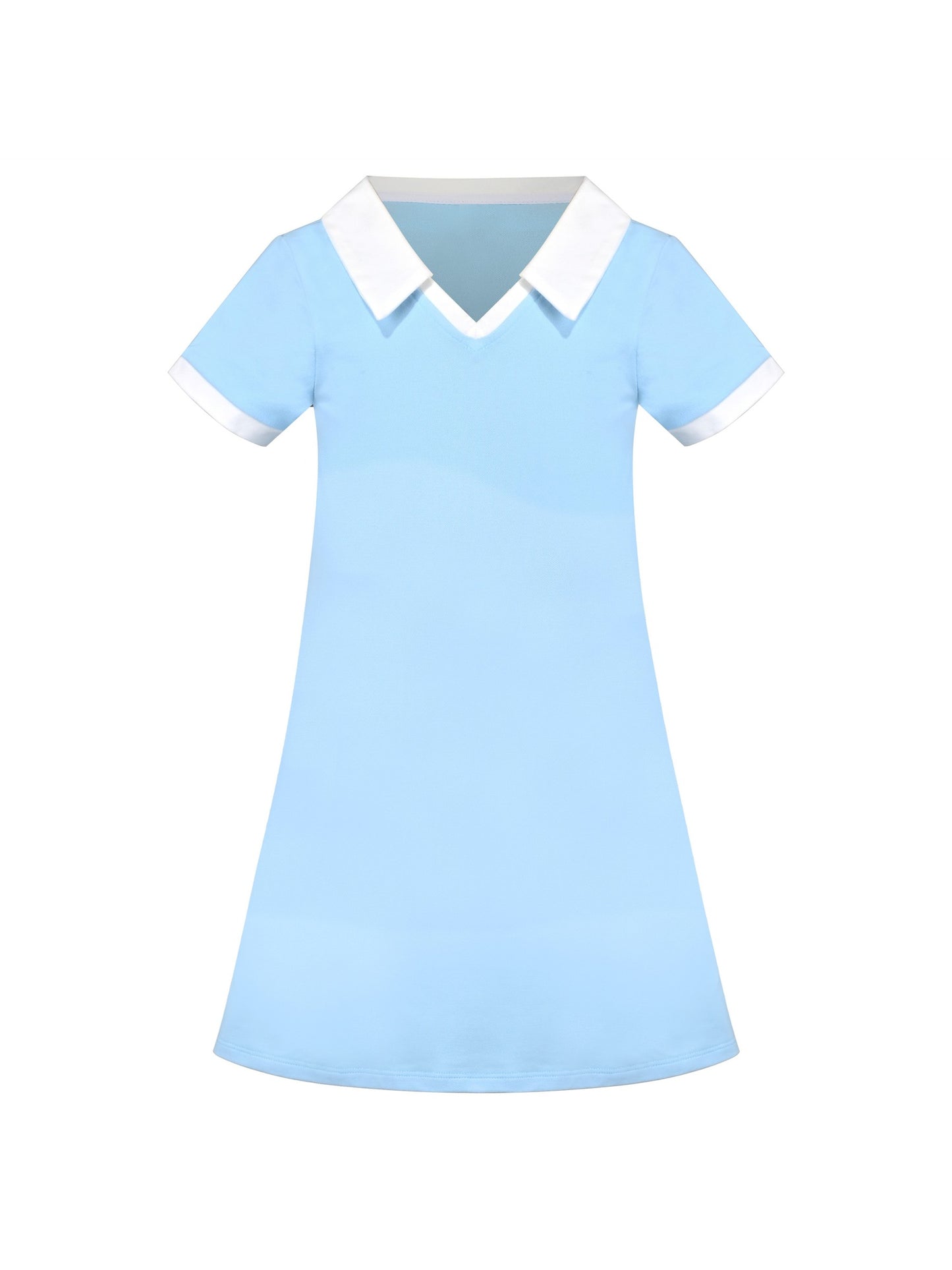 Girls Dress Sky Blue T-Shirt Basic Top Classic Loose Straight Cotton Blue