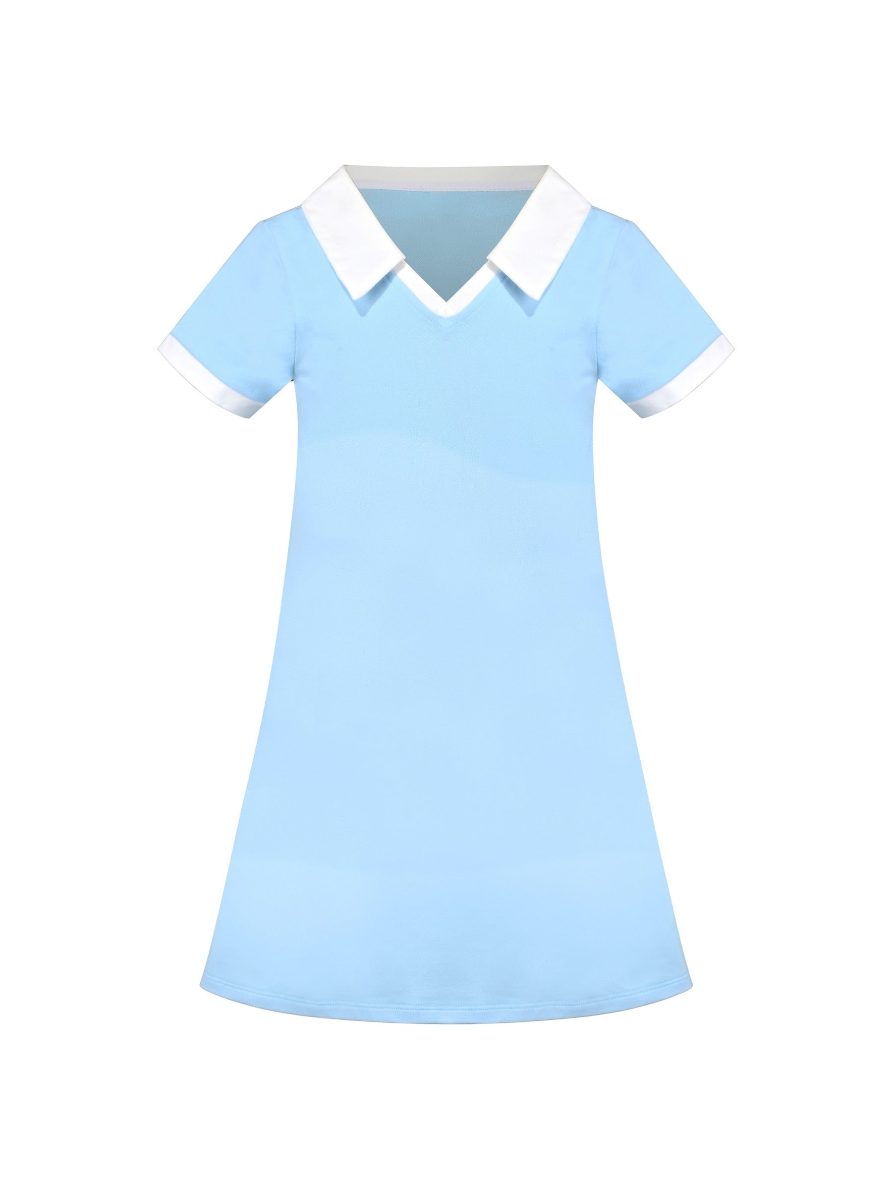 Girls Dress Sky Blue T-Shirt Basic Top Classic Loose Straight Cotton Blue