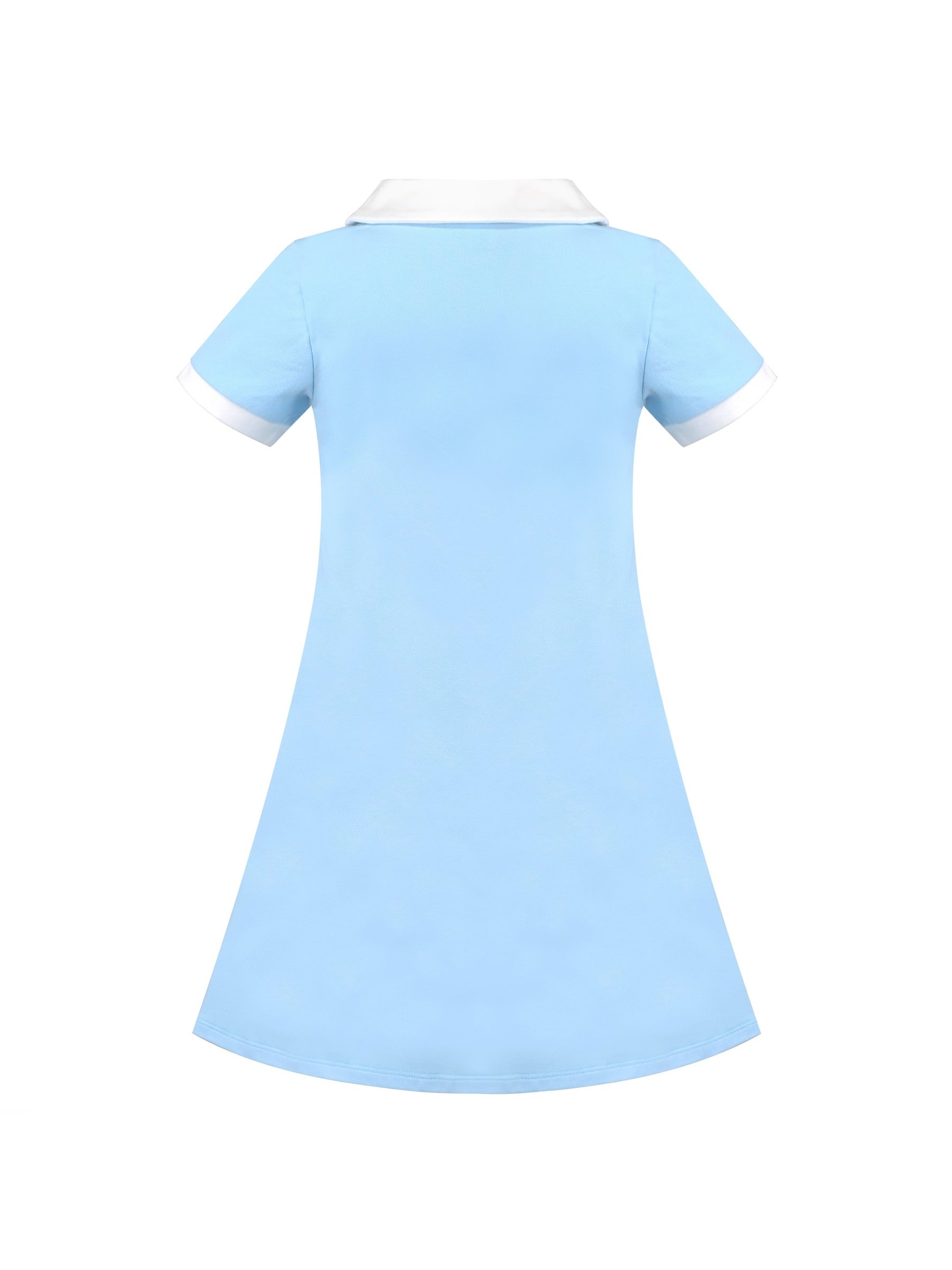 Girls Dress Sky Blue T-Shirt Basic Top Classic Loose Straight Cotton Blue