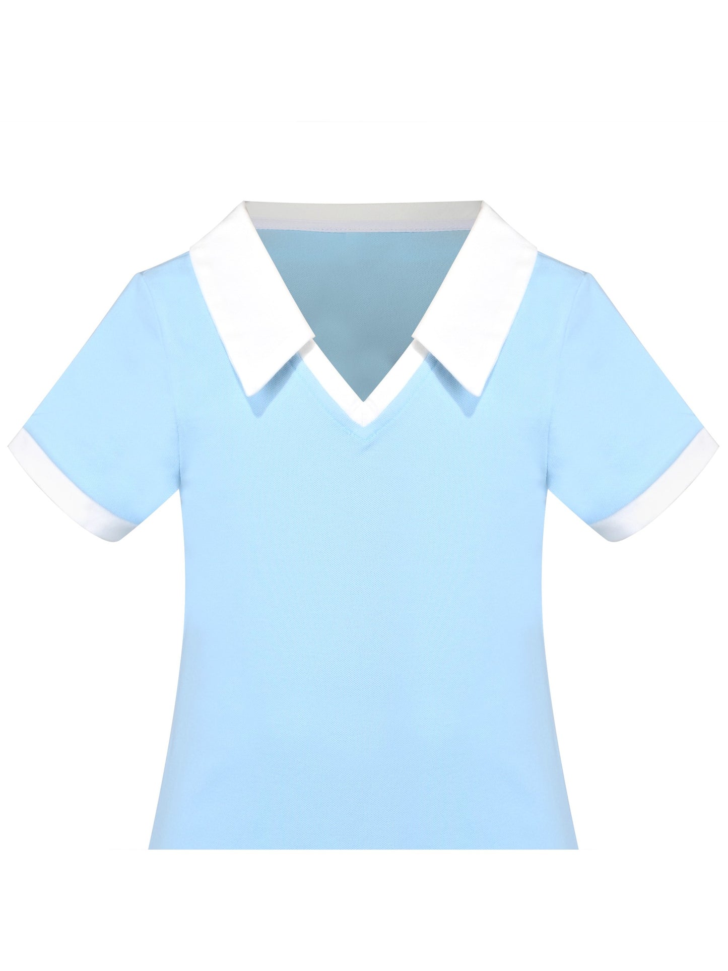 Girls Dress Sky Blue T-Shirt Basic Top Classic Loose Straight Cotton Blue