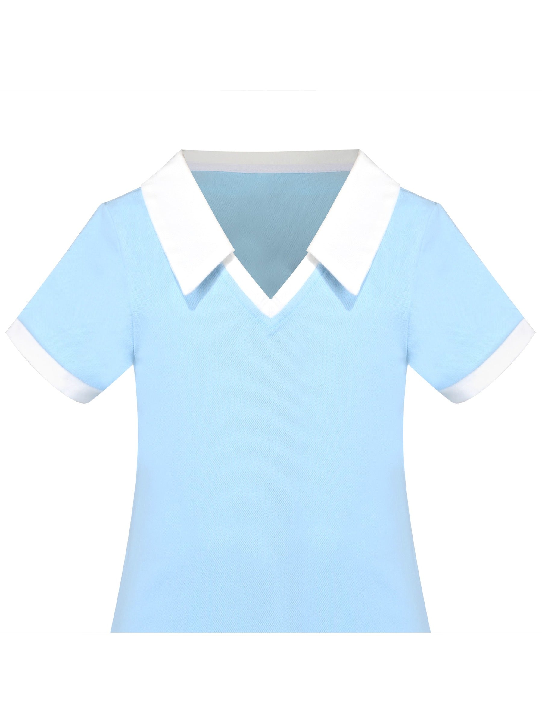 Girls Dress Sky Blue T-Shirt Basic Top Classic Loose Straight Cotton Blue