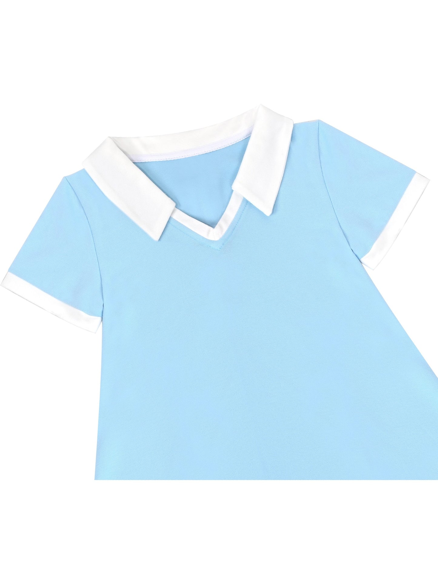 Girls Dress Sky Blue T-Shirt Basic Top Classic Loose Straight Cotton Blue