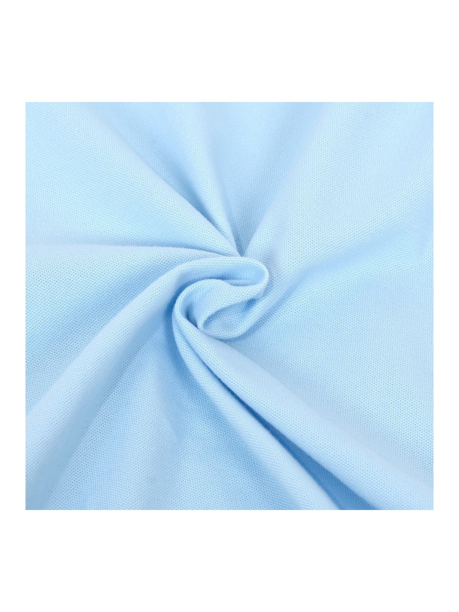 Girls Dress Sky Blue T-Shirt Basic Top Classic Loose Straight Cotton Blue
