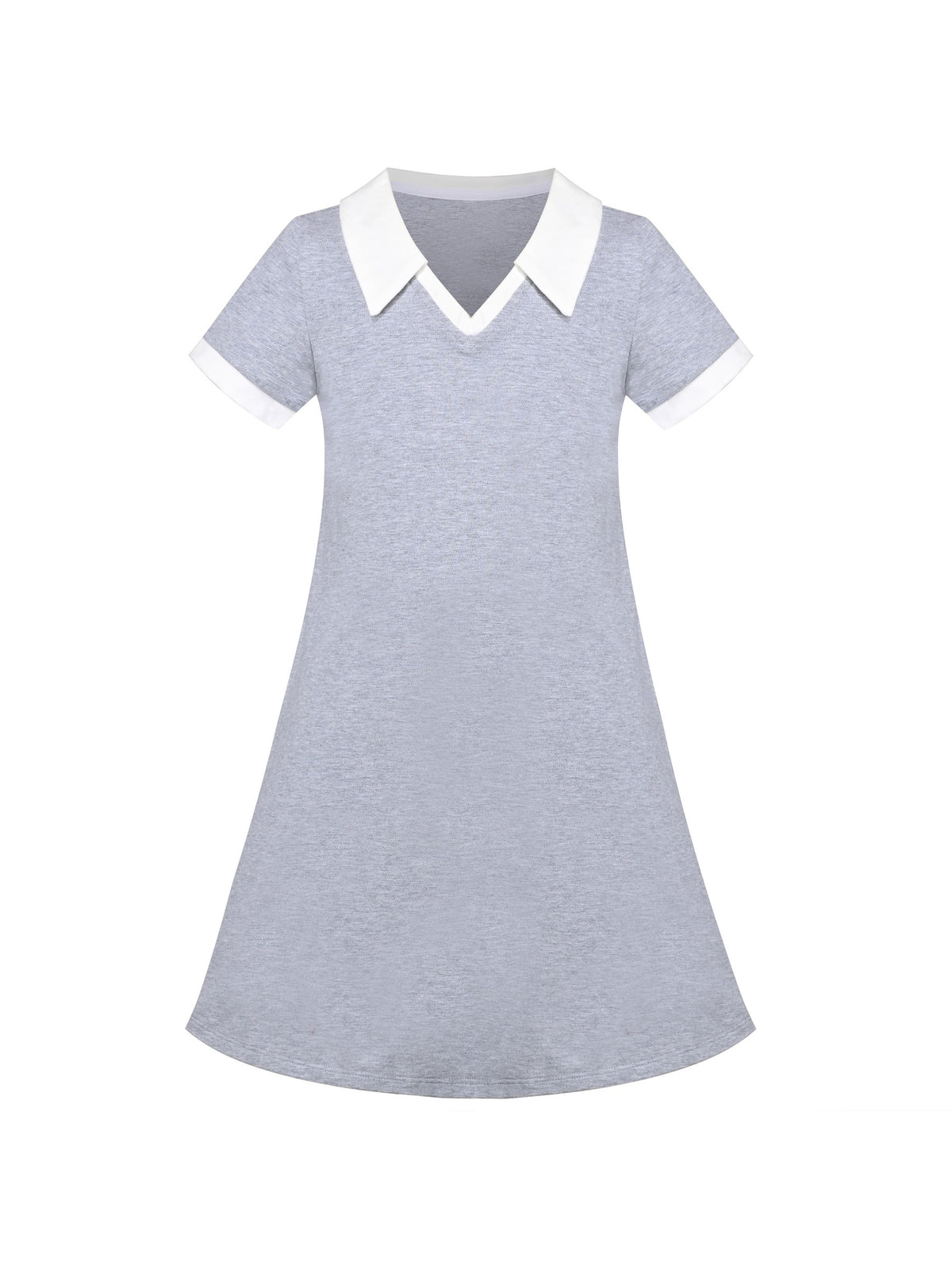 Girls Dress Sky Blue T-Shirt Basic Top Classic Loose Straight Cotton Gray