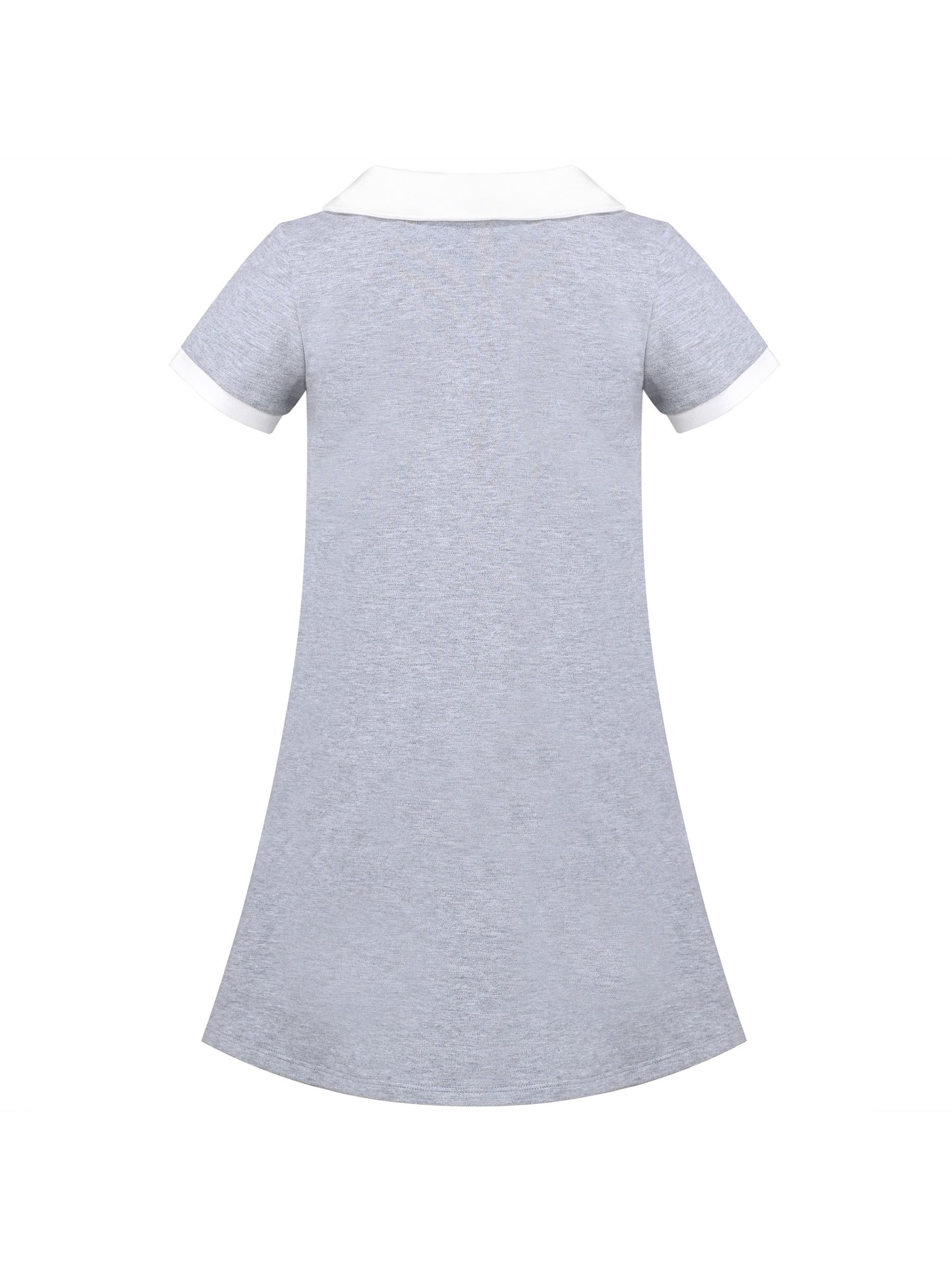 Girls Dress Sky Blue T-Shirt Basic Top Classic Loose Straight Cotton Gray