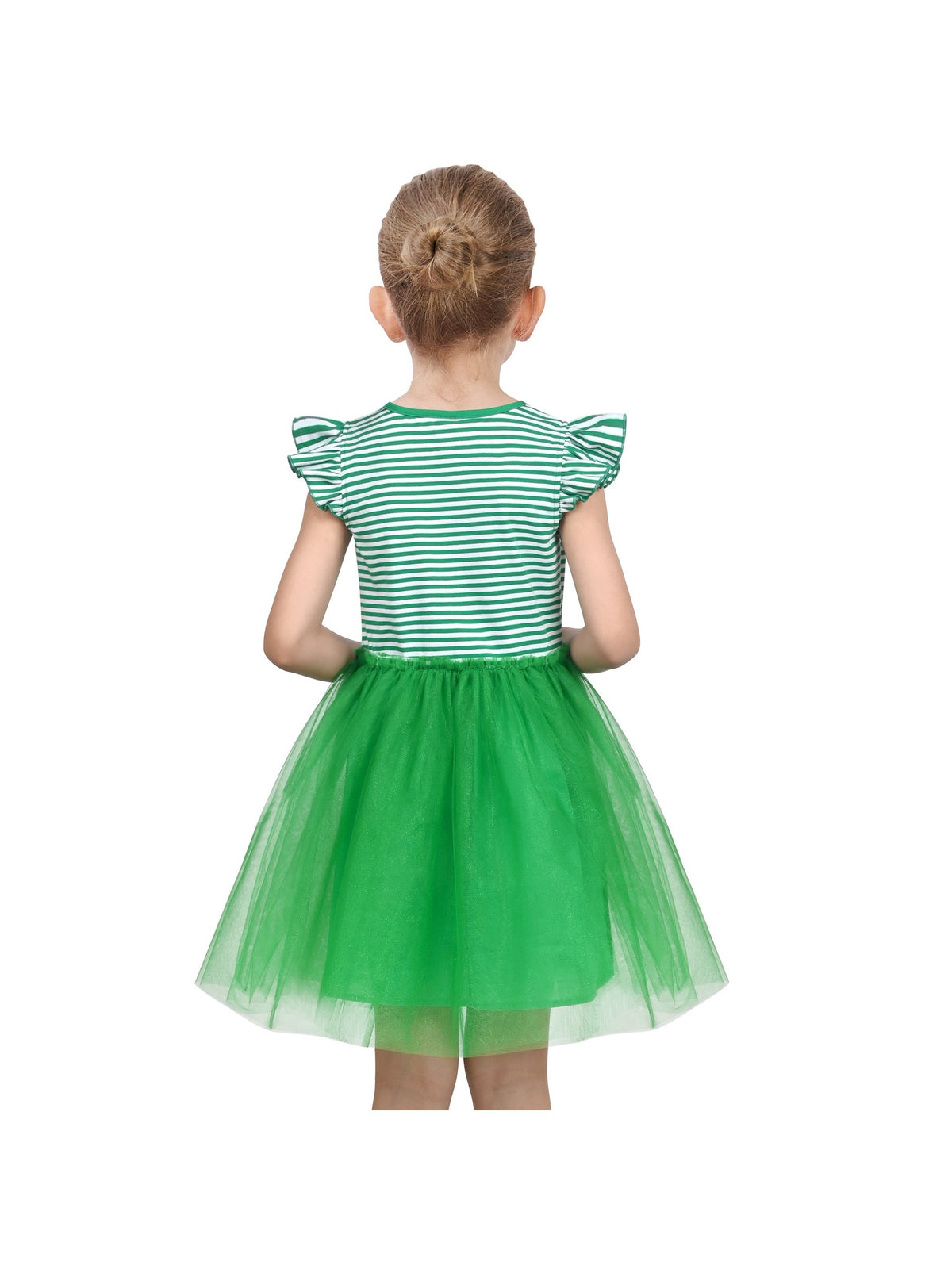 Girls Dress Tutu Skirt Cake Layered Grey Suspender Shiny Star Sleeveless - Green