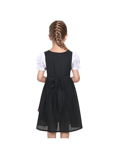 Girls German Dirndl Dress Costumes for Bavarian Oktoberfest Long Sleeve - Black Pirate