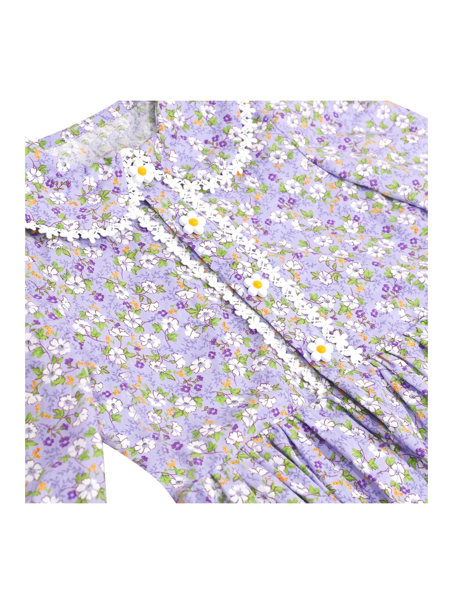 Girls Dress 3 Piece Set Pinafore Hat Colonial Party Floral Vintage Purple