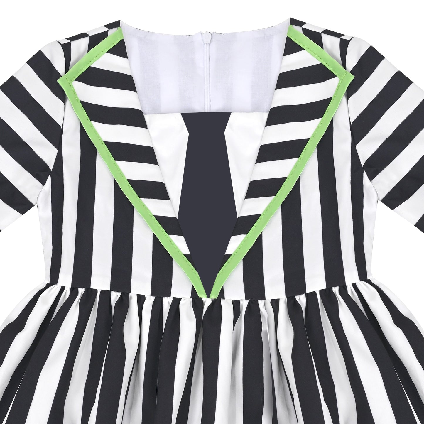 Girls Dress Black White Striped Gothic 1950s Retro Tiered Halloween Black