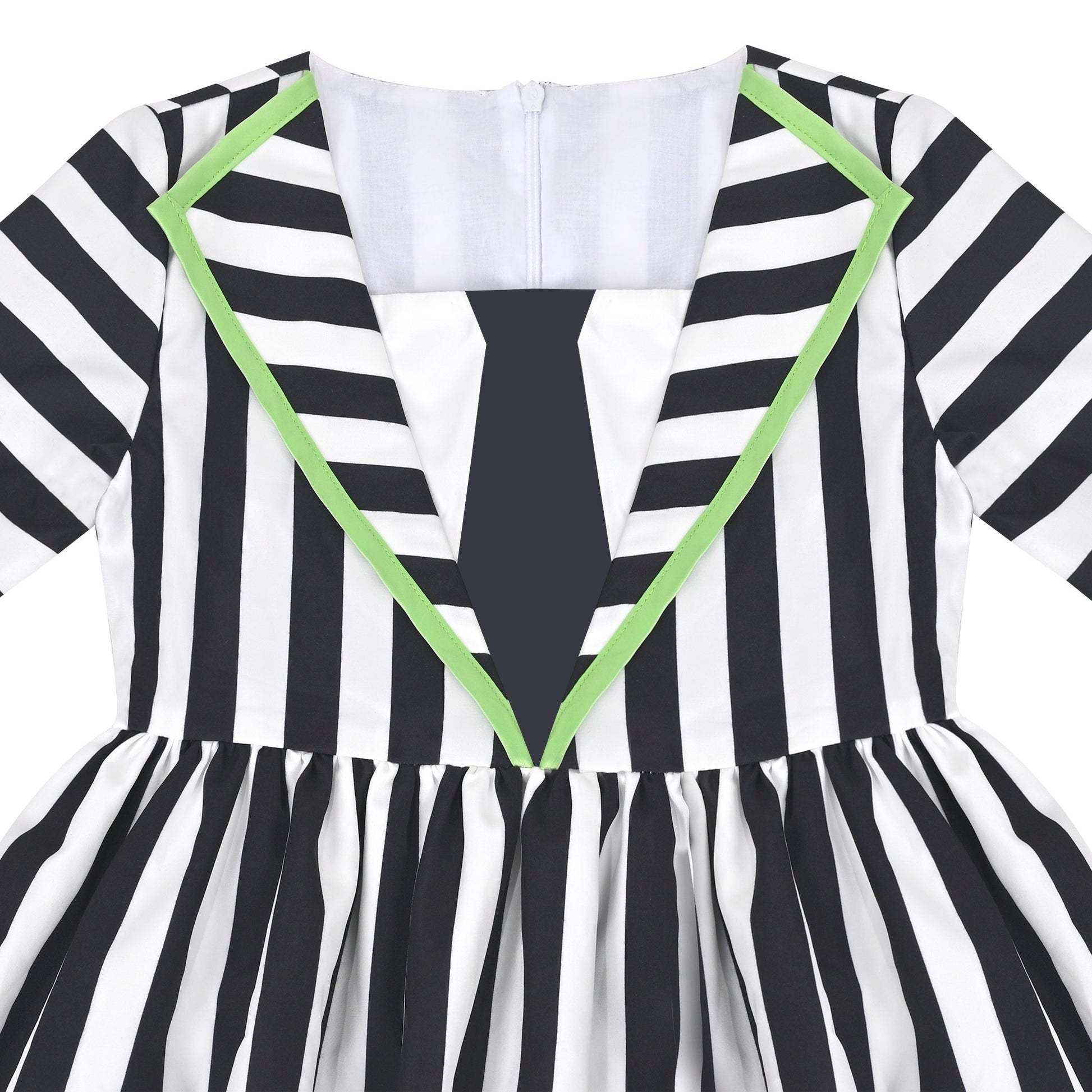 Girls Dress Black White Striped Gothic 1950s Retro Tiered Halloween Black