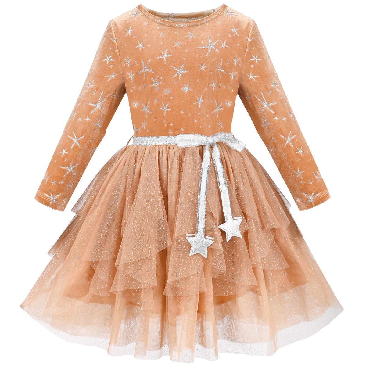 Girls Dress Black Heart Tulle Party Velvet Valentine's Day Party - Brown