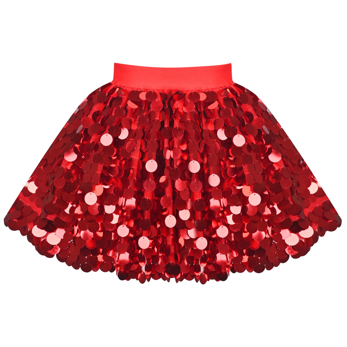 Girls Skirt Black Mermaid Sparkly Sequin Tutu Party Ballet Dance - Red (XB41-P)