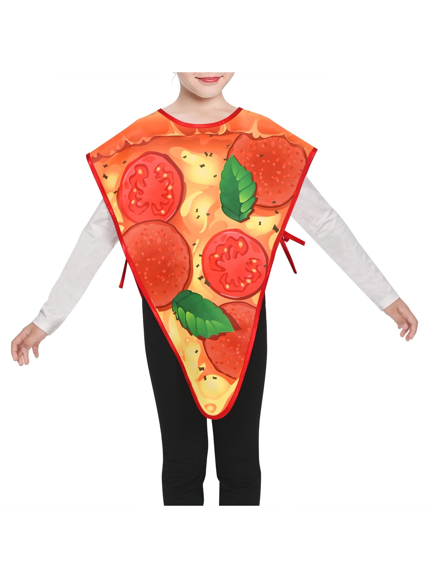 Girls Dress Pizza Slice Tomato Pepperoni Food Apron Halloween Costume Orange