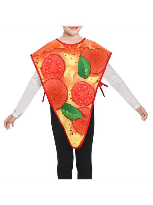 Girls Dress Pizza Slice Tomato Pepperoni Food Apron Halloween Costume Orange