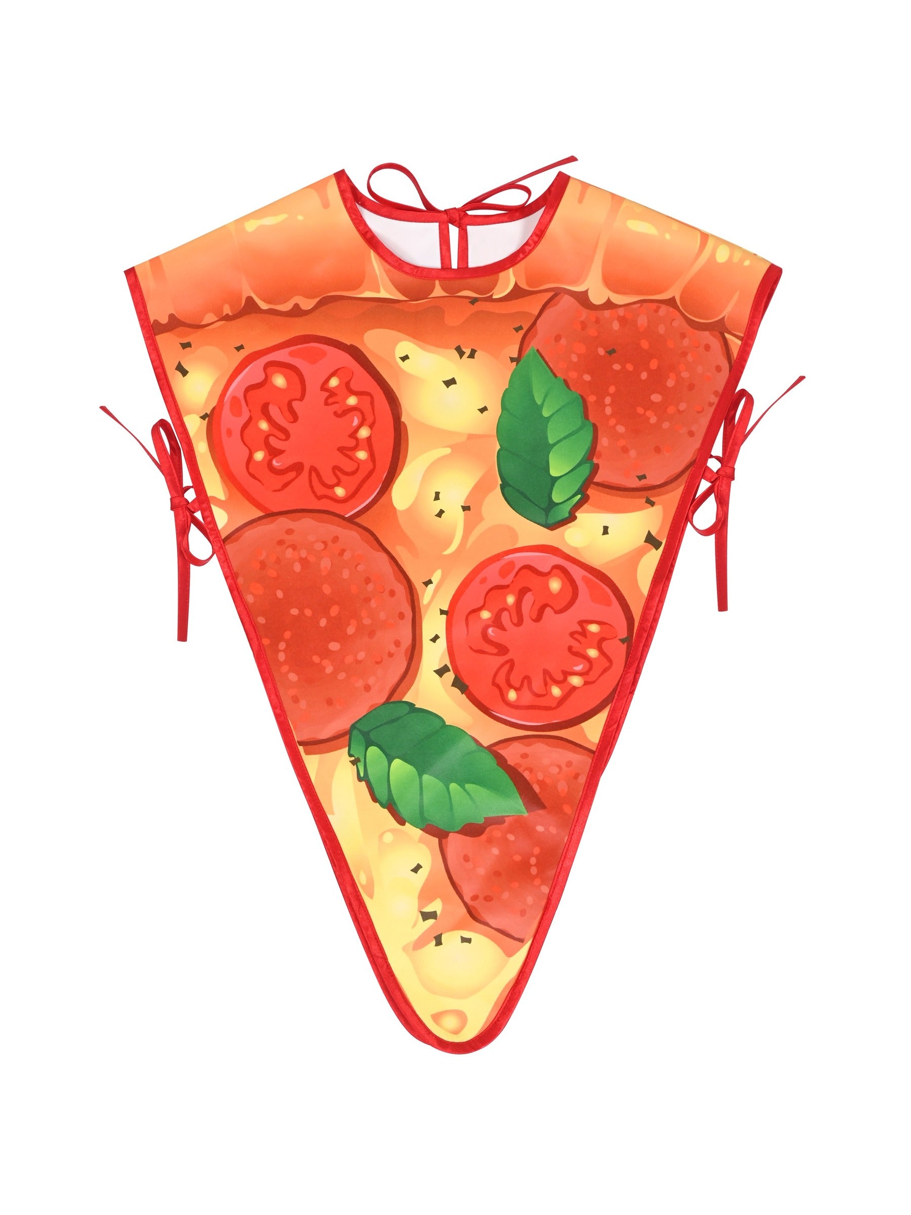 Girls Dress Pizza Slice Tomato Pepperoni Food Apron Halloween Costume Orange