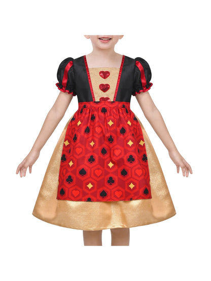 Girls German Dirndl Dress Costumes for Bavarian Oktoberfest Long Sleeve - Red Poker