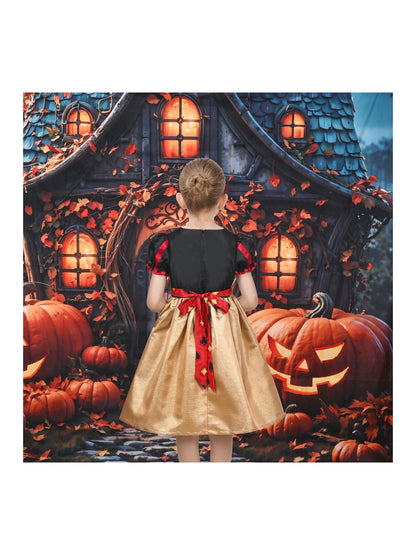 Girls German Dirndl Dress Costumes for Bavarian Oktoberfest Long Sleeve - Red Poker