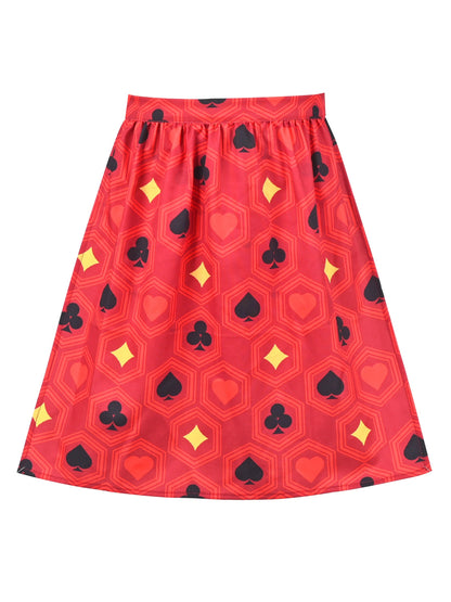 Girls German Dirndl Dress Costumes for Bavarian Oktoberfest Long Sleeve - Red Poker