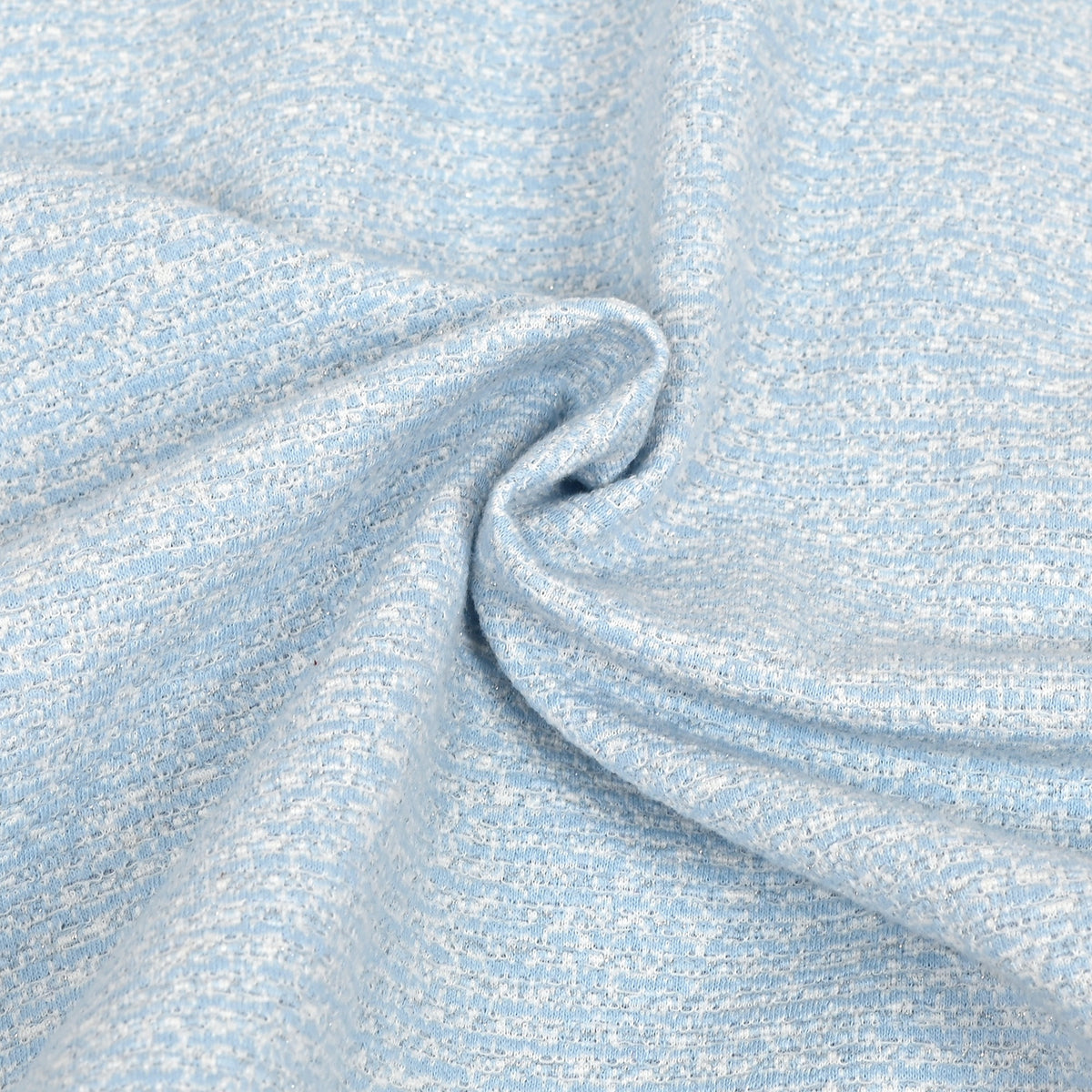 Girls Dress Blue Crewneck Pearl Tweed Elegant Vintage Long Sleeve Casual - Sky Blue