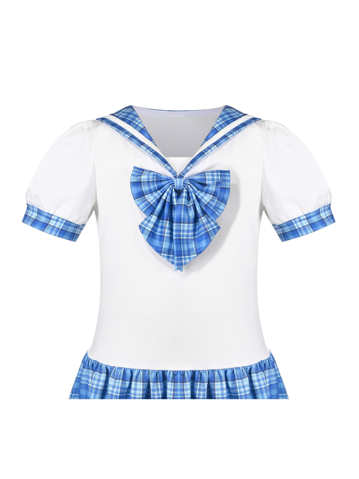 Girls Dress Sailor Cosplay School Uniform - Blue Plaid