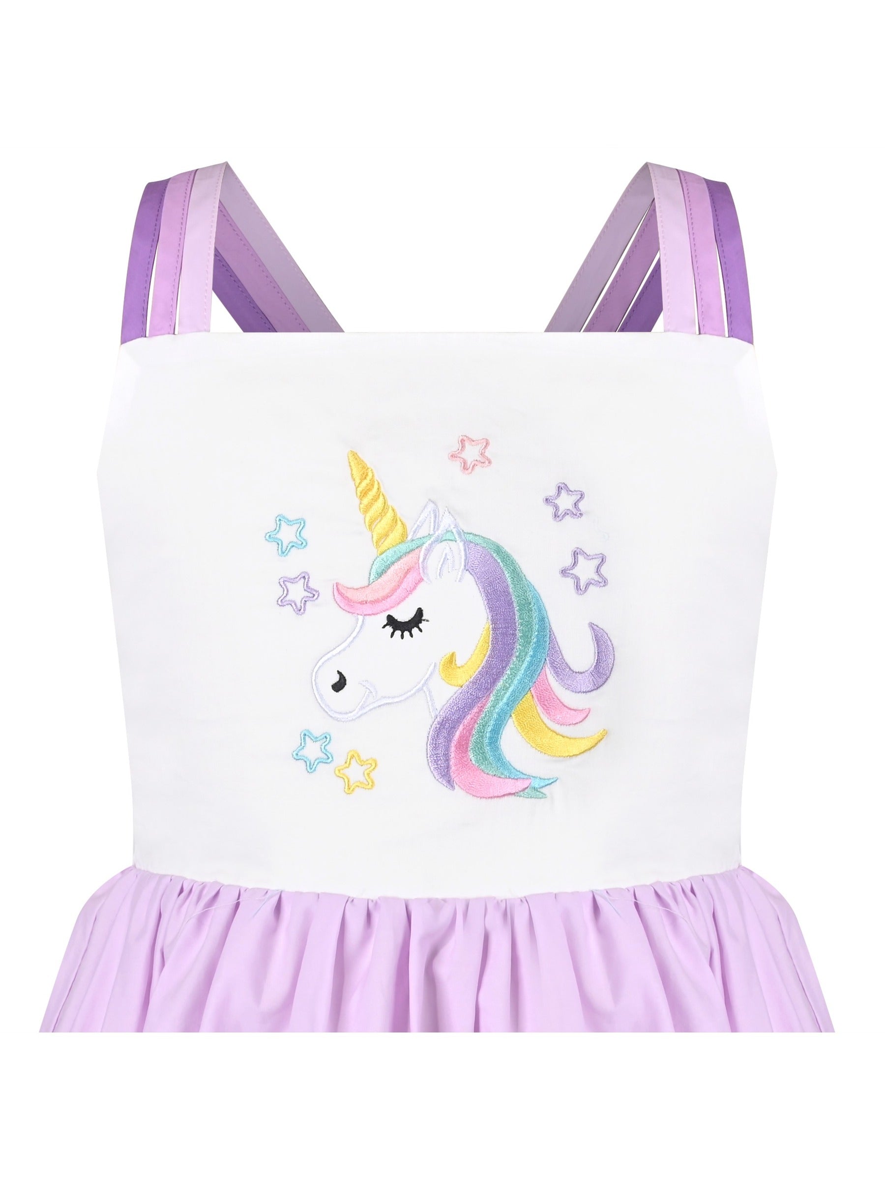 Girls Dress Purple Unicorn Rainbow Striped Suspender Sleeveless Summer Purple