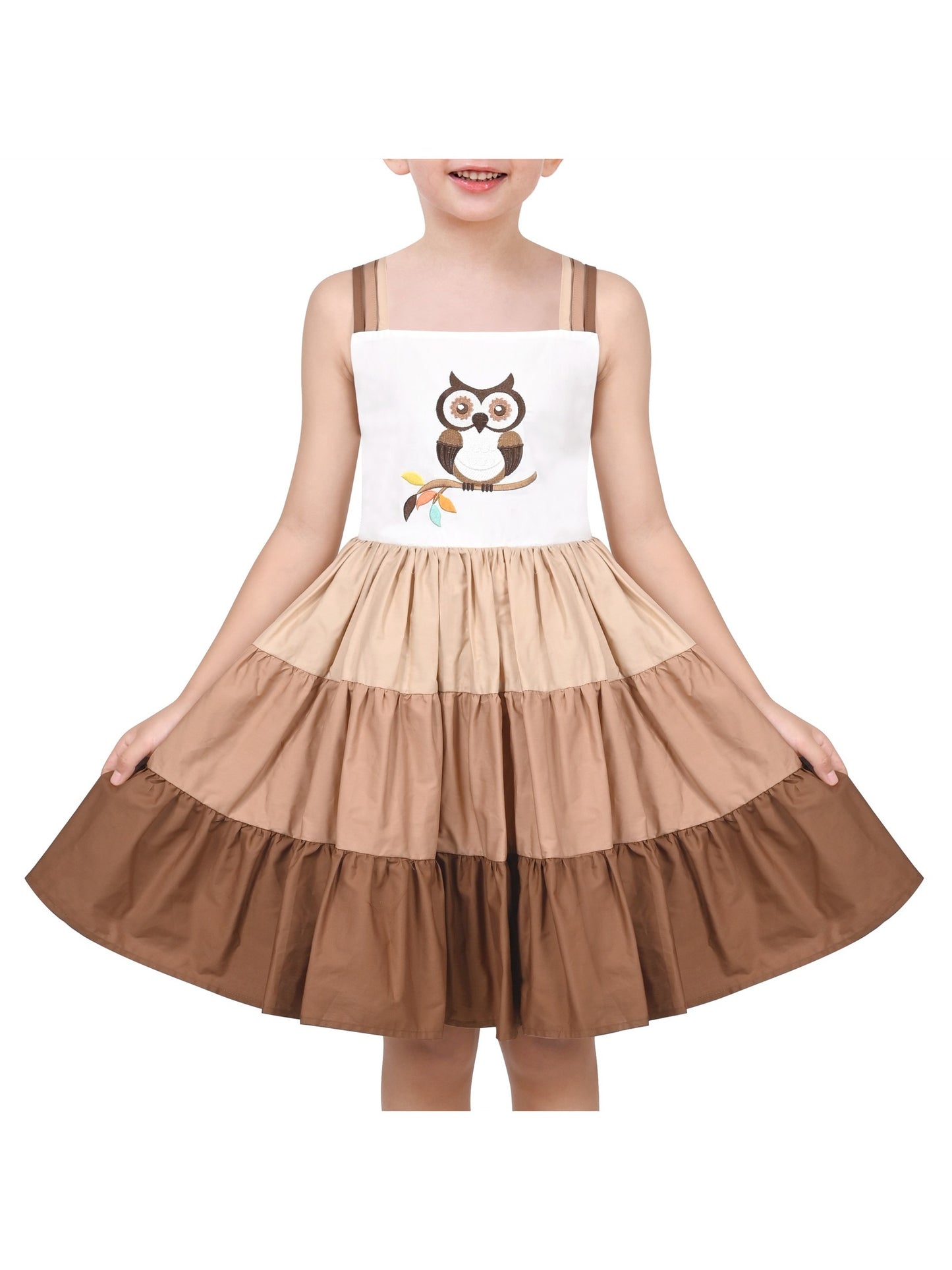 Girls Dress Purple Unicorn Rainbow Striped Suspender Sleeveless Summer Brown