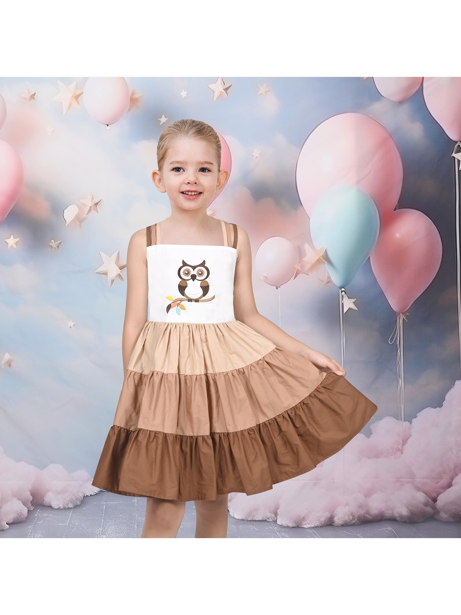 Girls Dress Purple Unicorn Rainbow Striped Suspender Sleeveless Summer Brown