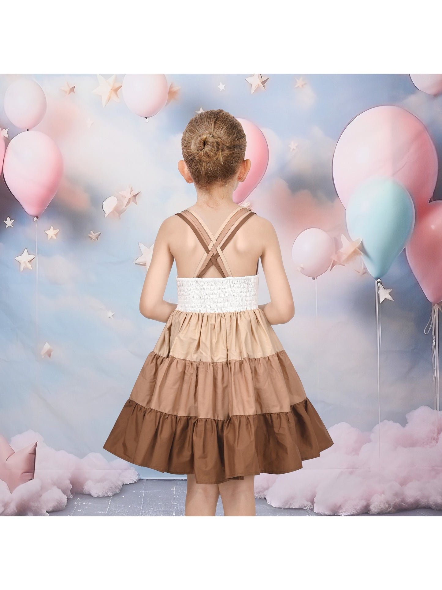 Girls Dress Purple Unicorn Rainbow Striped Suspender Sleeveless Summer Brown