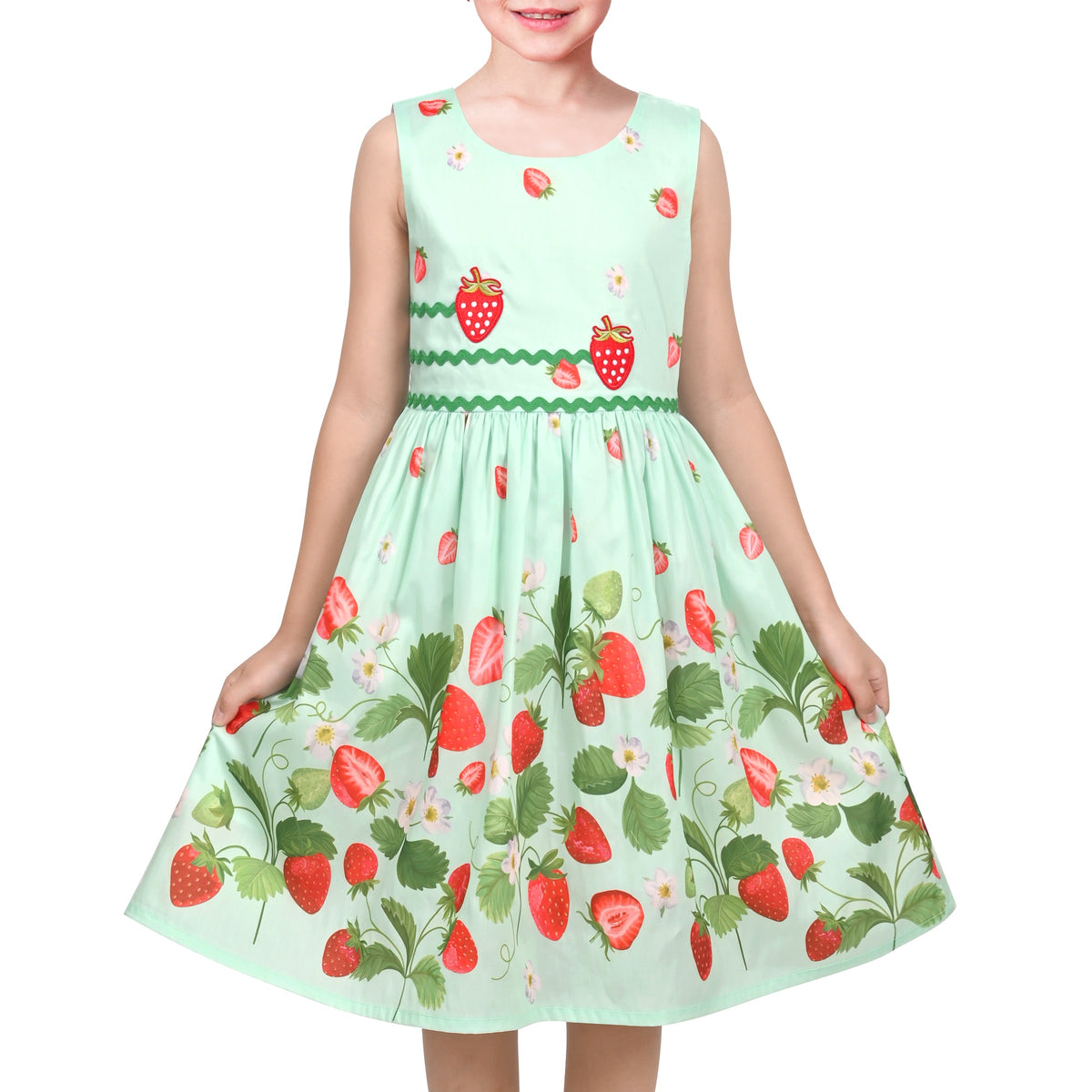Girls Dress Brown Butterfly Double Bow Tie Party Kids Sundress - Light Green