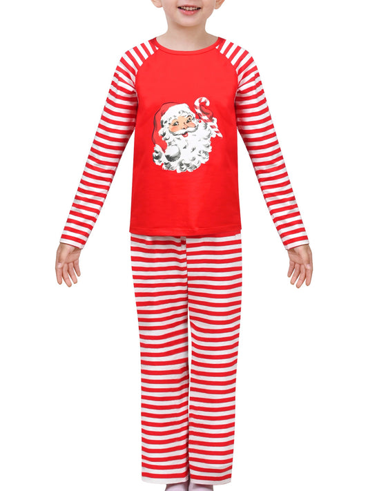 Girls Outfit Set 2 Piece Green Tee Striped Pants Christmas Santa Claus Red