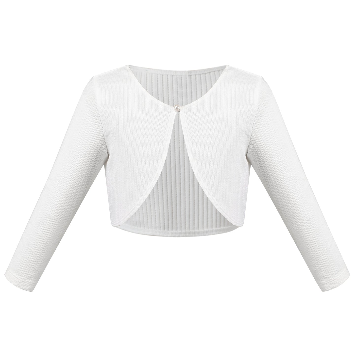 Girls Bolero Shrug Cropped Cardigan Long Sleeve Button Knit Sweater Black White