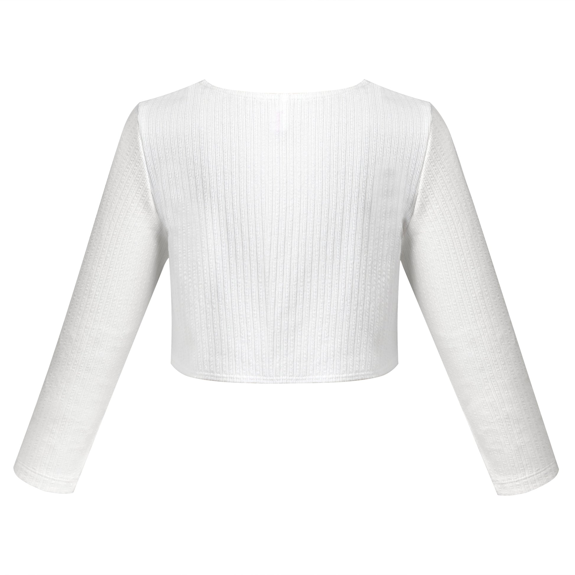 Girls Bolero Shrug Cropped Cardigan Long Sleeve Button Knit Sweater Black White