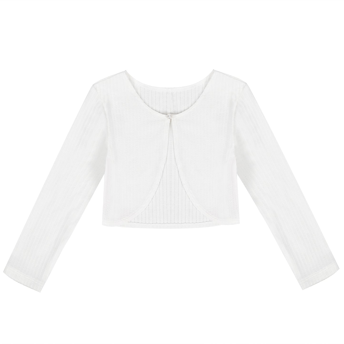 Girls Bolero Shrug Cropped Cardigan Long Sleeve Button Knit Sweater Black White