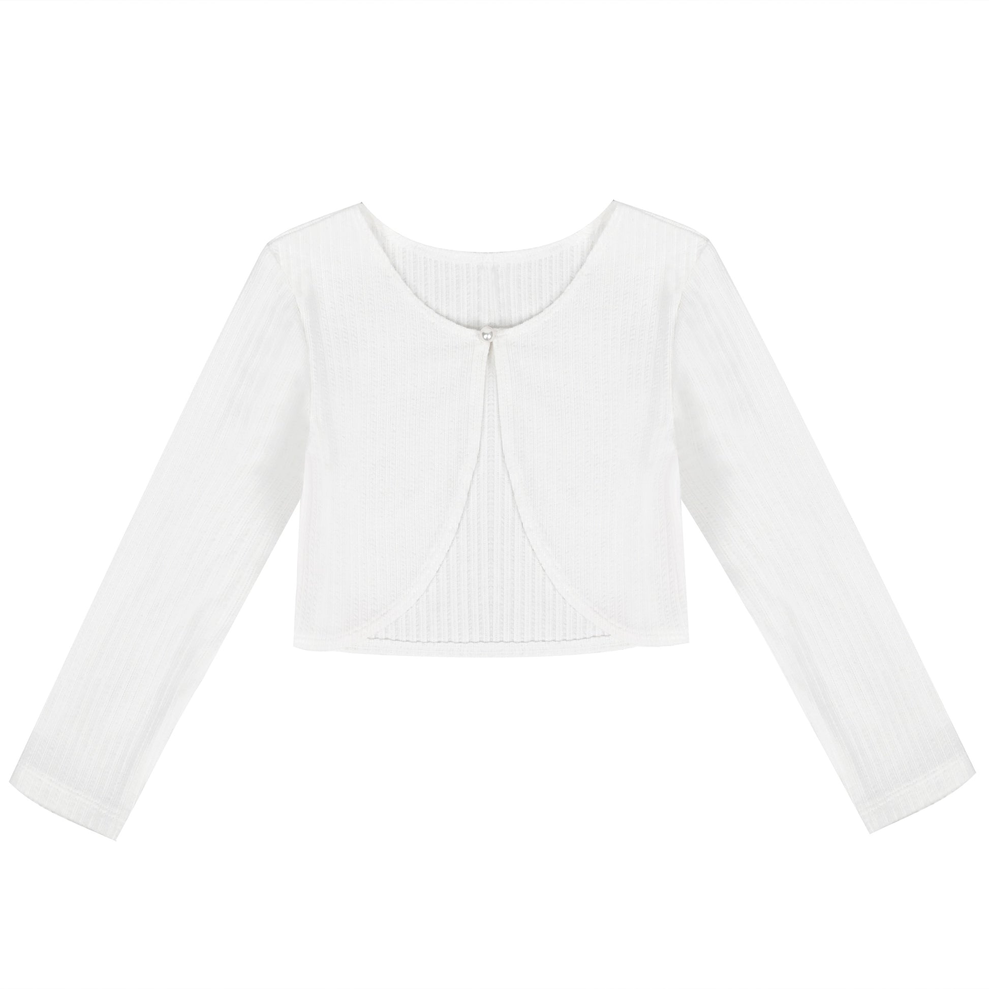 Girls Bolero Shrug Cropped Cardigan Long Sleeve Button Knit Sweater Black White