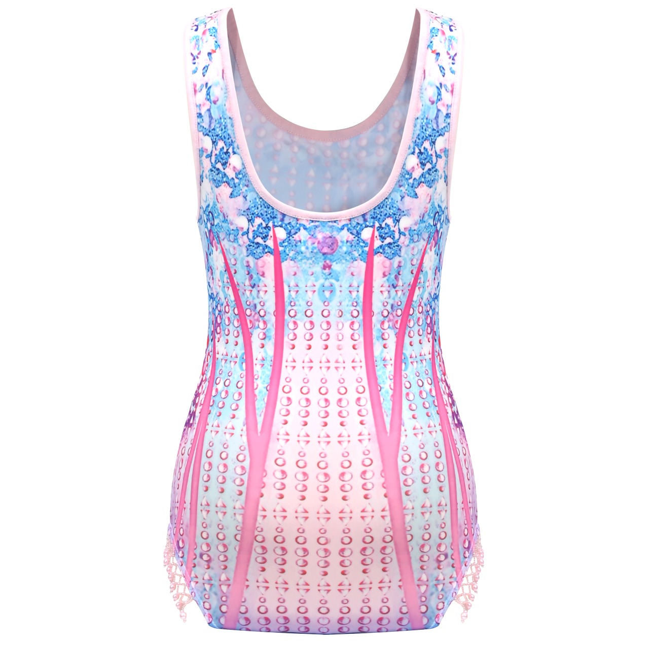 Girls Star Rainbow Rhinestone Sleeveless Active Unitard Ballet Gymnastic Pink