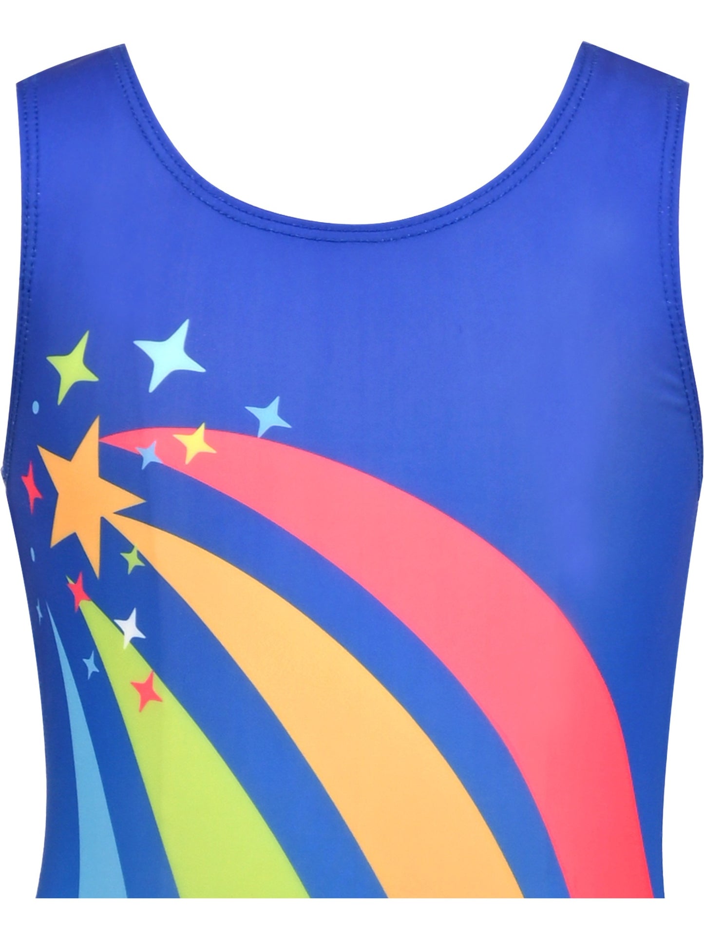 Girls Star Rainbow Rhinestone Sleeveless Active Unitard Ballet Gymnastic Blue