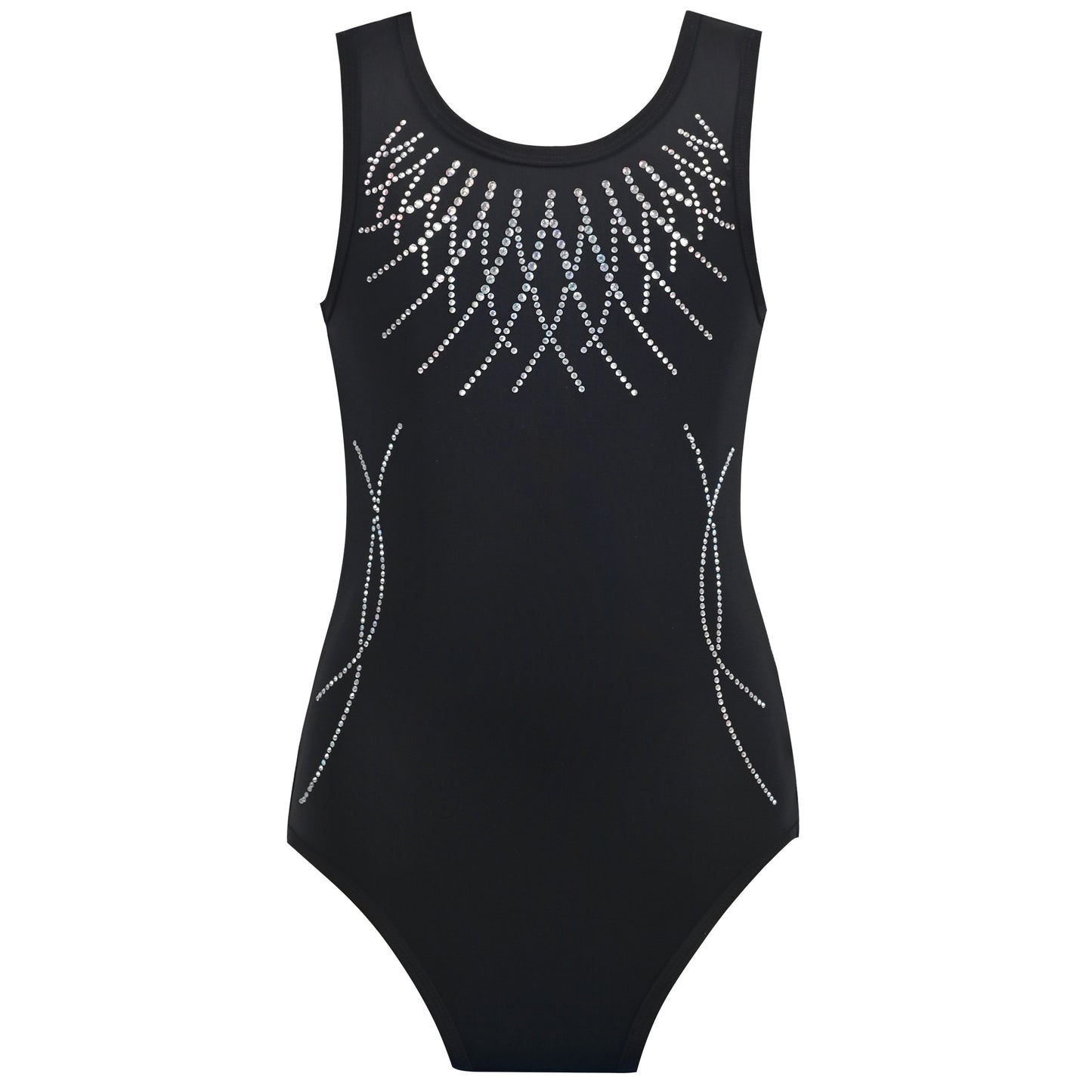 Girls Star Rainbow Rhinestone Sleeveless Active Unitard Ballet Gymnastic Black