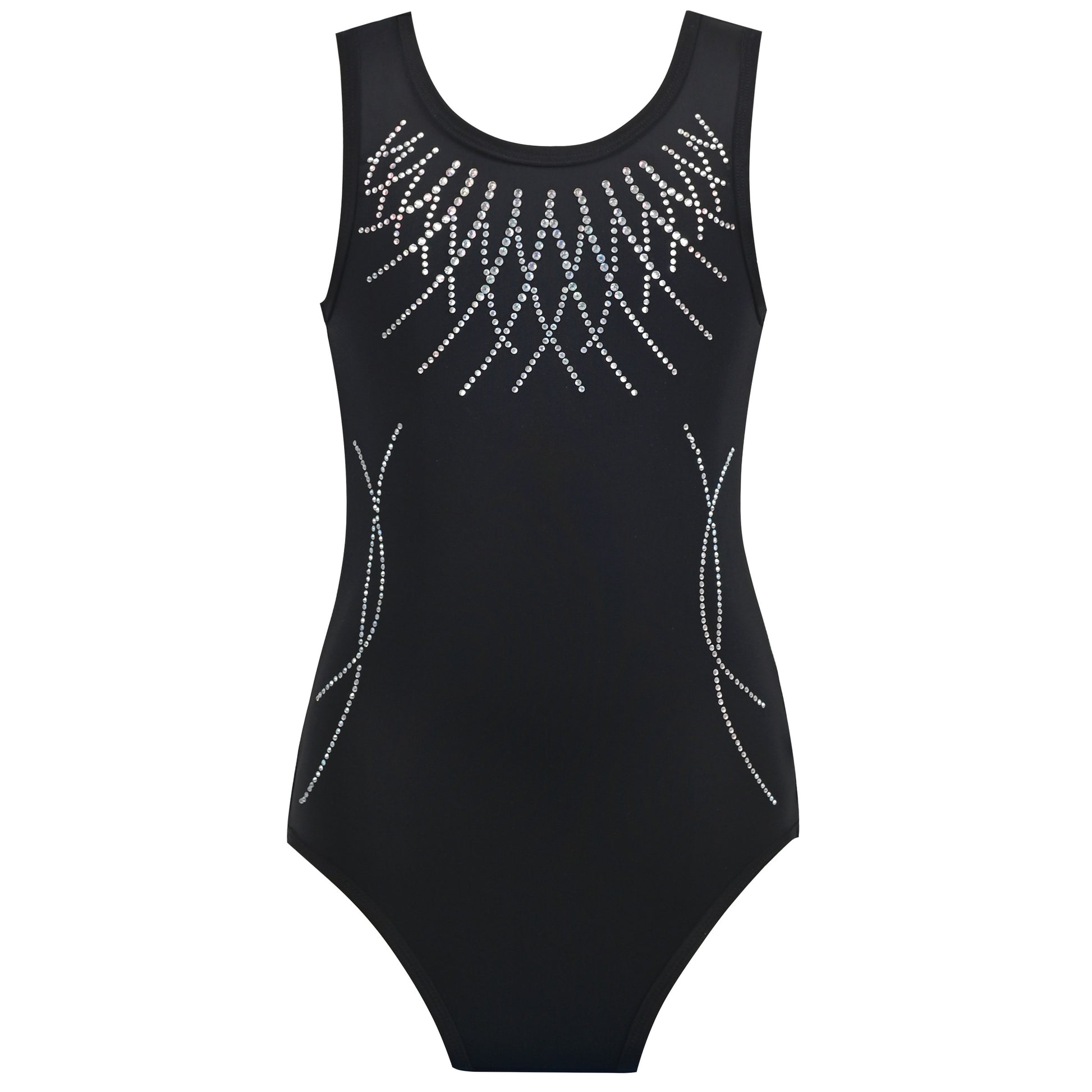 Girls Star Rainbow Rhinestone Sleeveless Active Unitard Ballet Gymnastic Black
