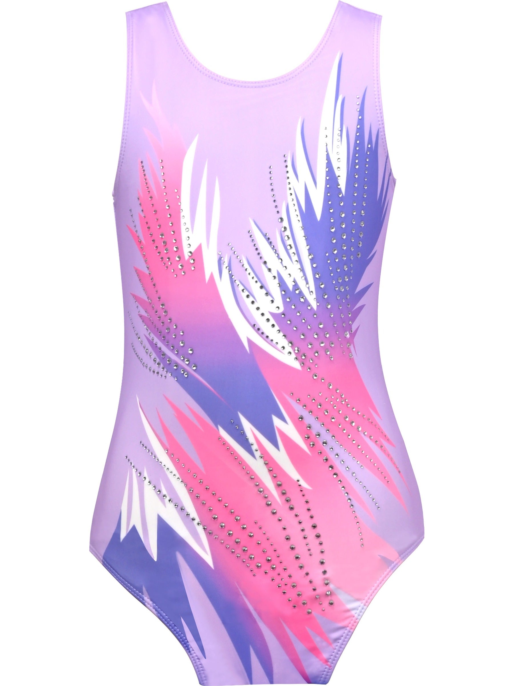 Girls Star Rainbow Rhinestone Sleeveless Active Unitard Ballet Gymnastic Purple
