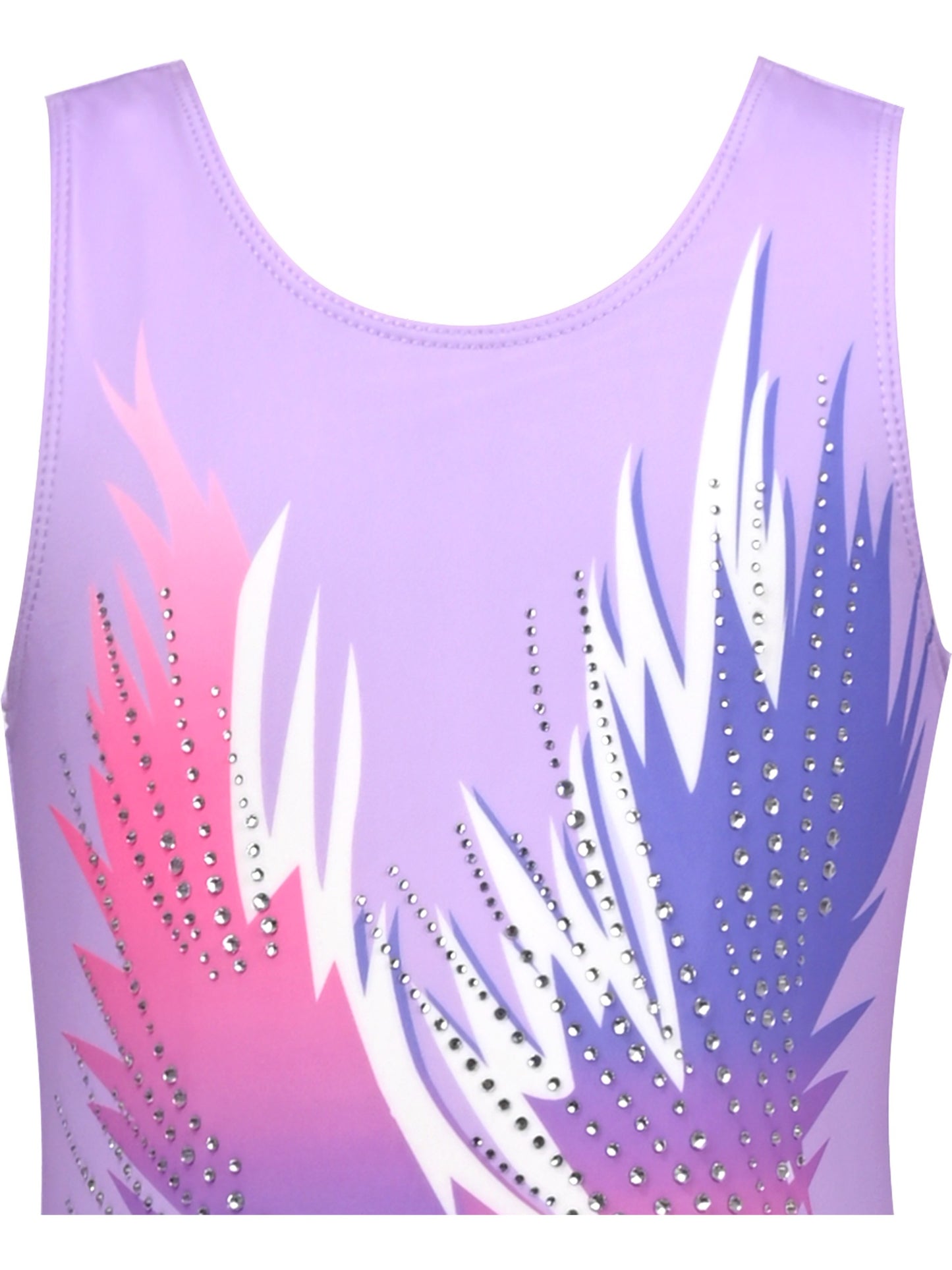 Girls Star Rainbow Rhinestone Sleeveless Active Unitard Ballet Gymnastic Purple