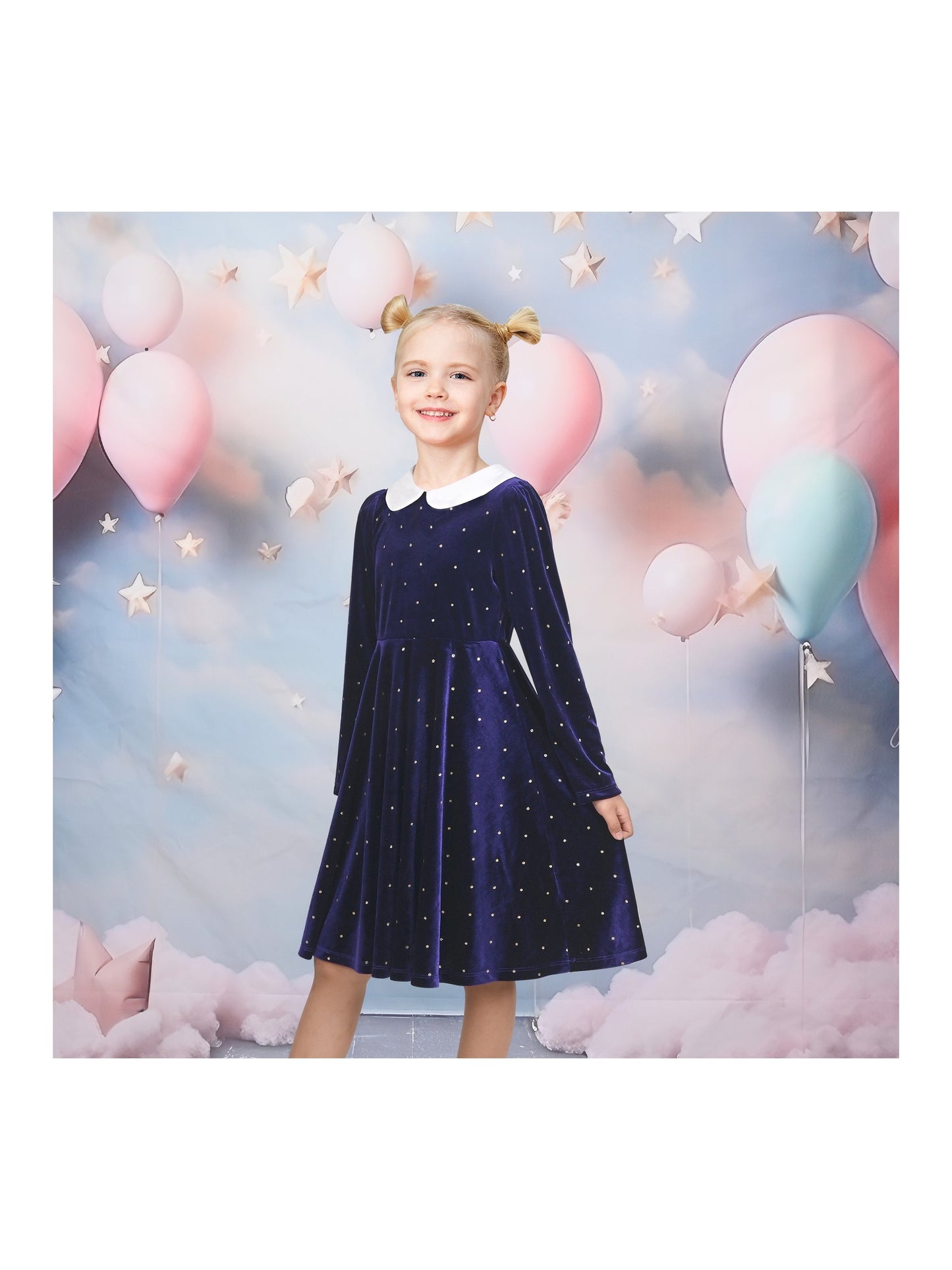 Girls Dress Pink Sequin Butterfly Vintage Long Sleeve Casual Warm Winter Purple