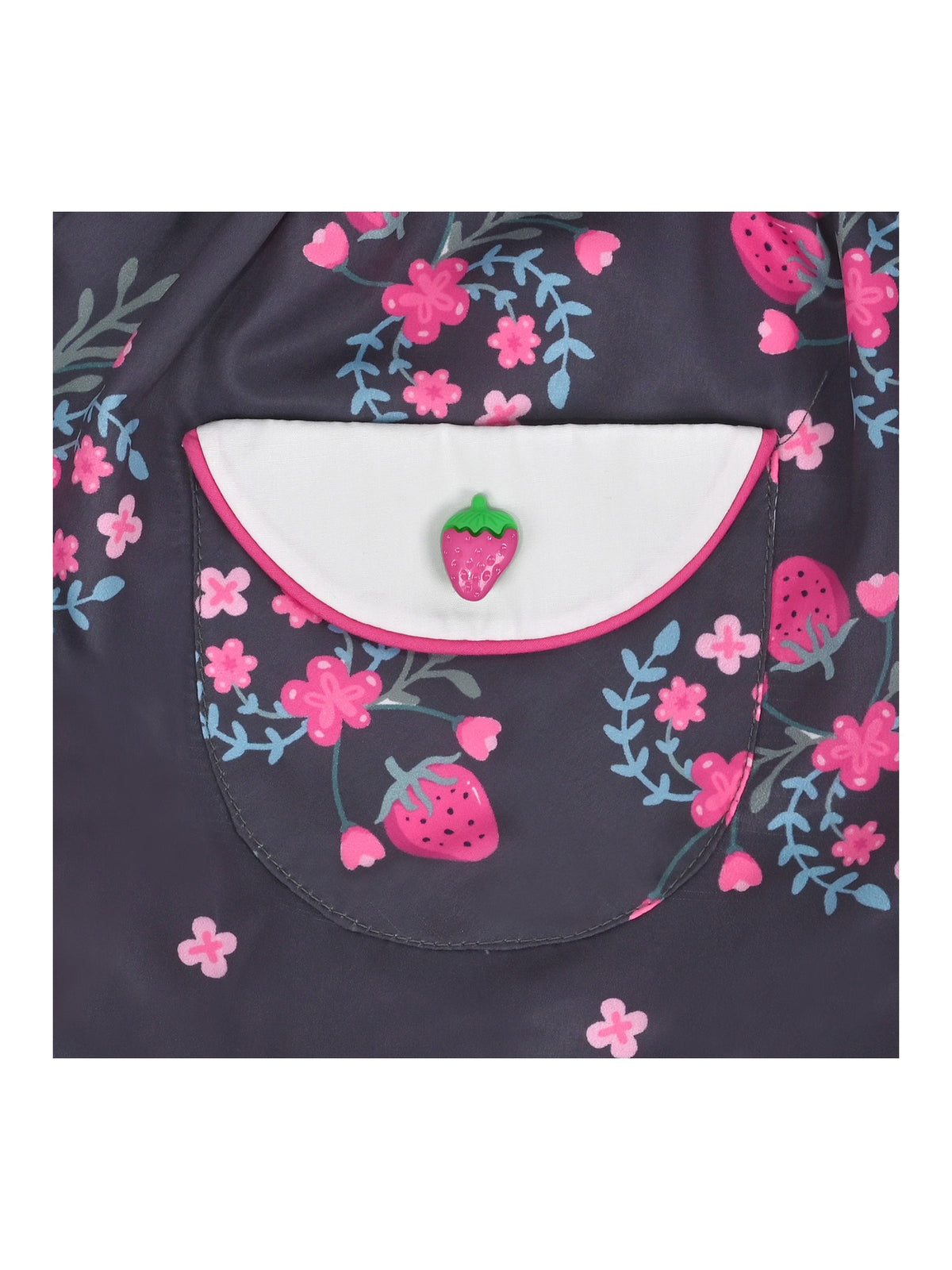 Girls Dress Floral Strawberry Embroidery Pocket Sleeveless Casual Party - Pink Strawberry