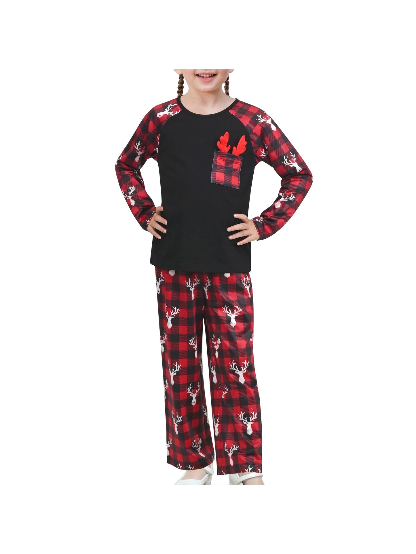 Girls Outfit Set 2 Piece Green Tee Striped Pants Christmas Santa Claus Red