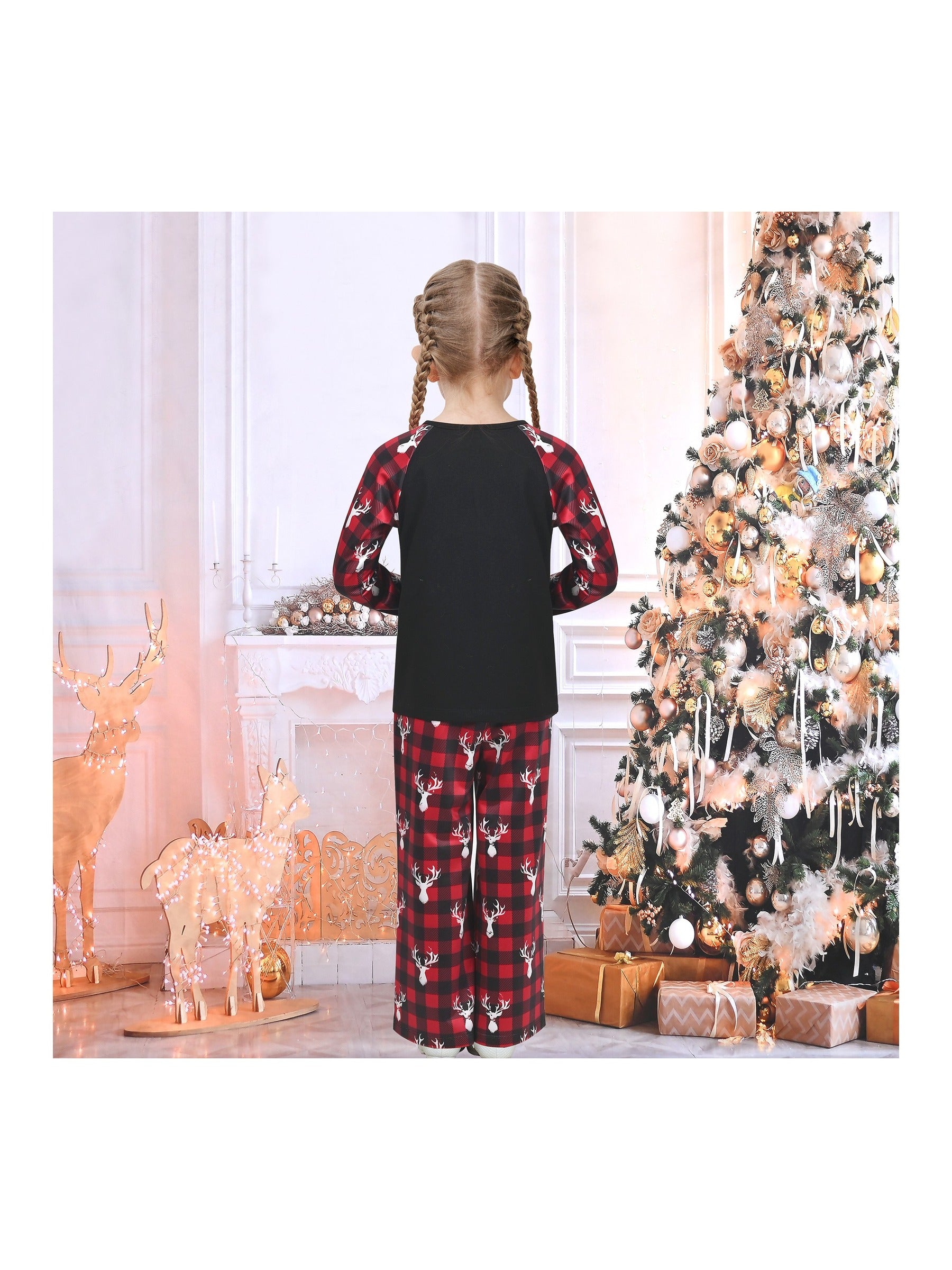 Girls Outfit Set 2 Piece Green Tee Striped Pants Christmas Santa Claus Red
