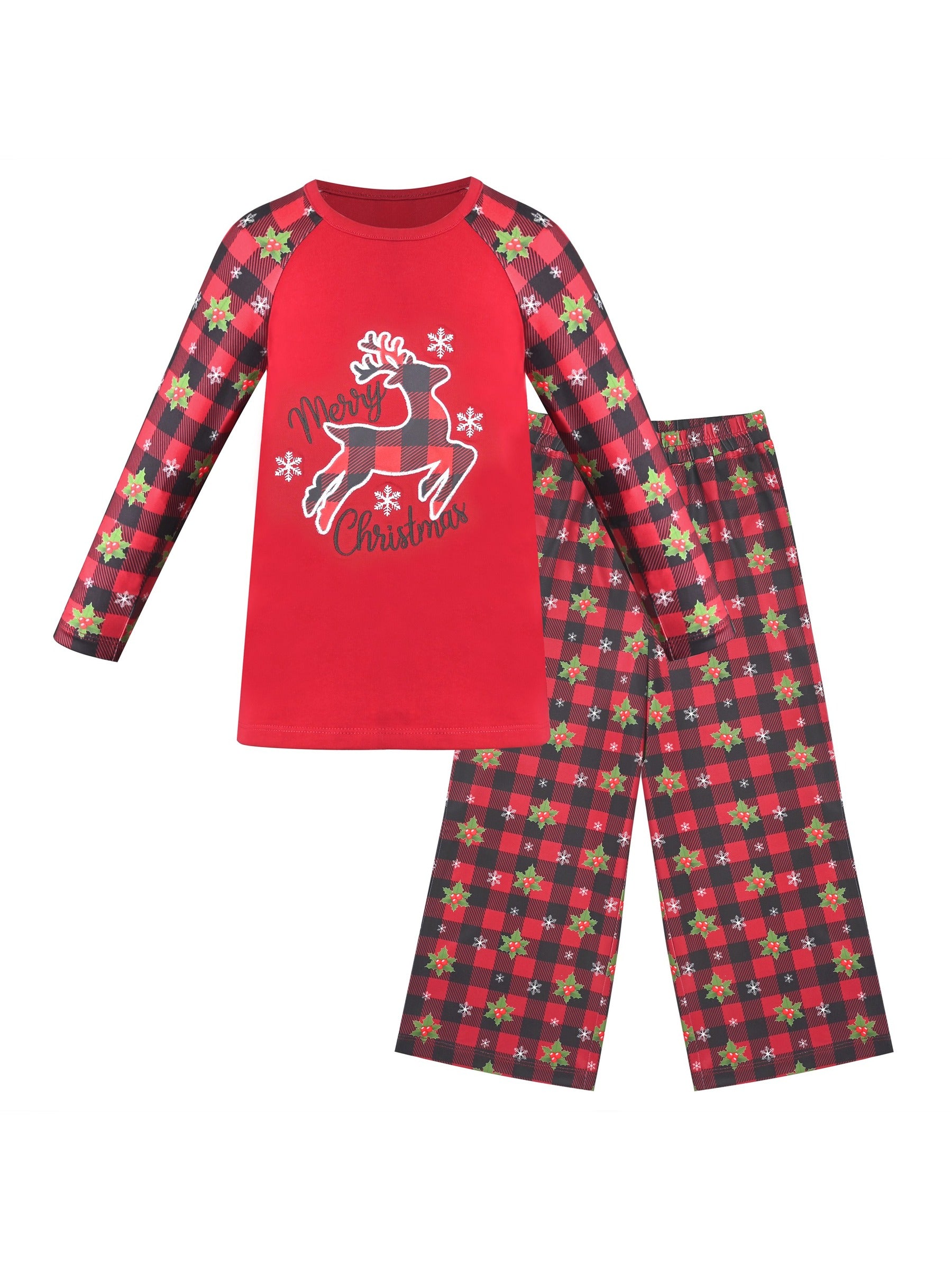 Girls Outfit Set 2 Piece Green Tee Striped Pants Christmas Santa Claus Red
