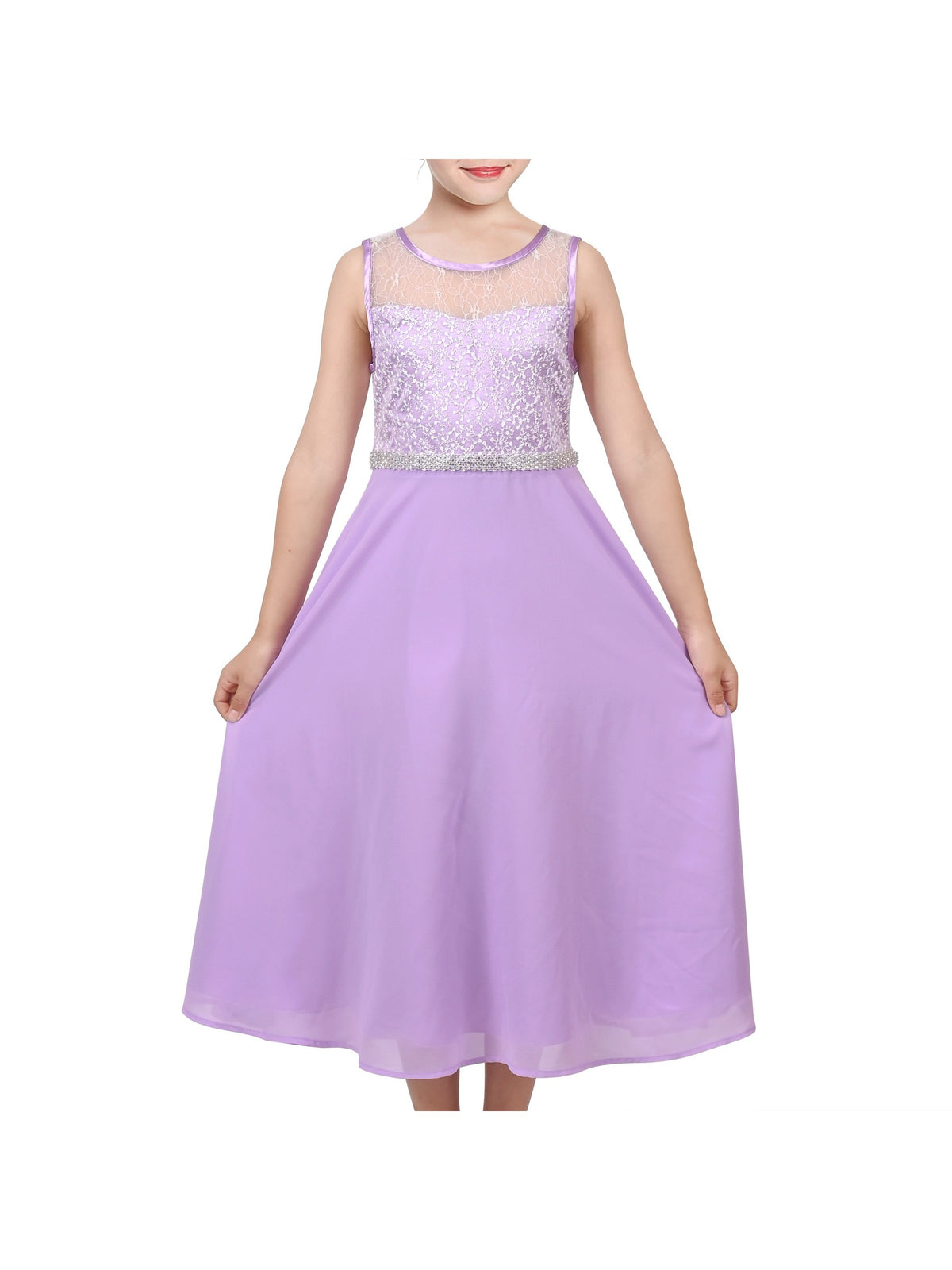 Girls Dress Deep Pink Chiffon Bridesmaid Dance Ball Maxi Gown - Purple