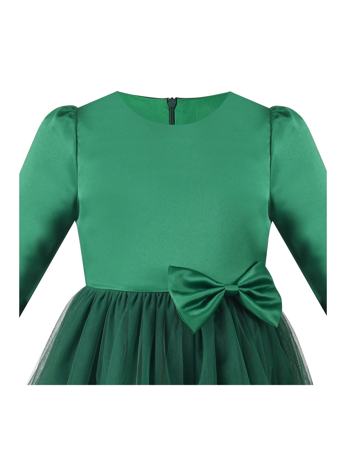 Girls Dress White Halloween Square Collar Layer Skirt Puff Short Sleeve - Green