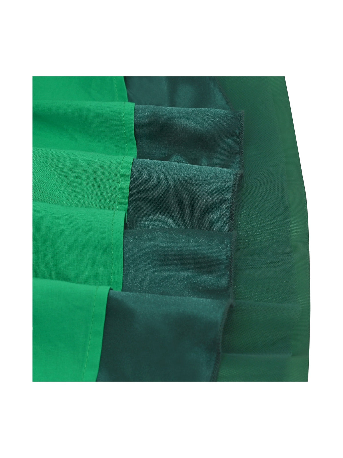 Girls Dress White Halloween Square Collar Layer Skirt Puff Short Sleeve - Green
