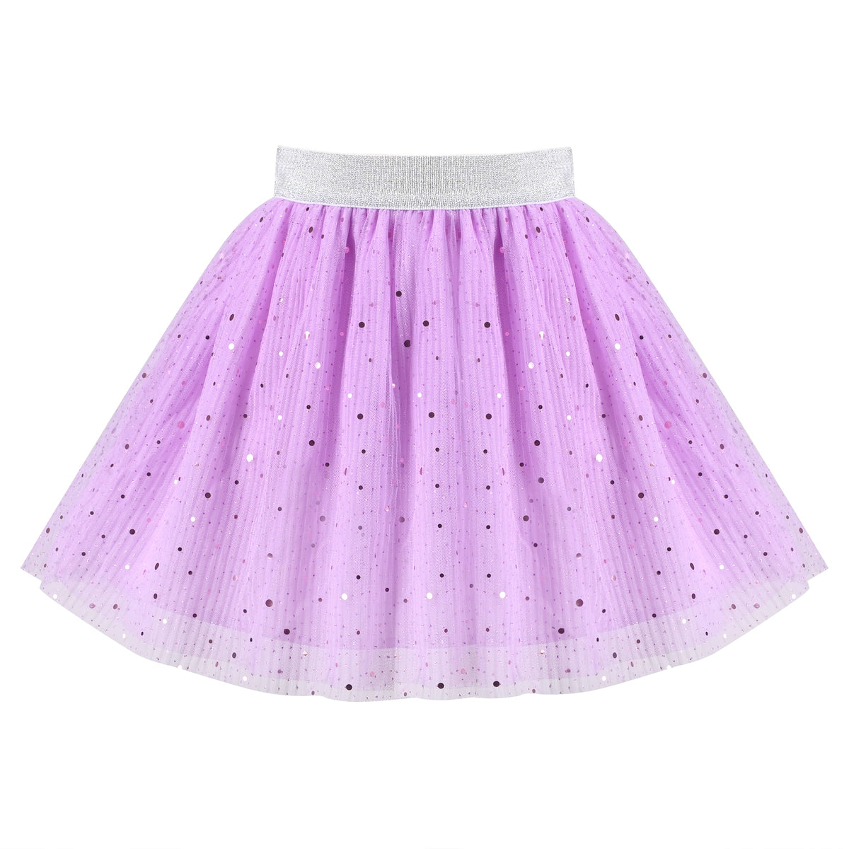 Girls Skirt Blue Heart Sequins Sparkling Tutu Dancing - Purple Sequin