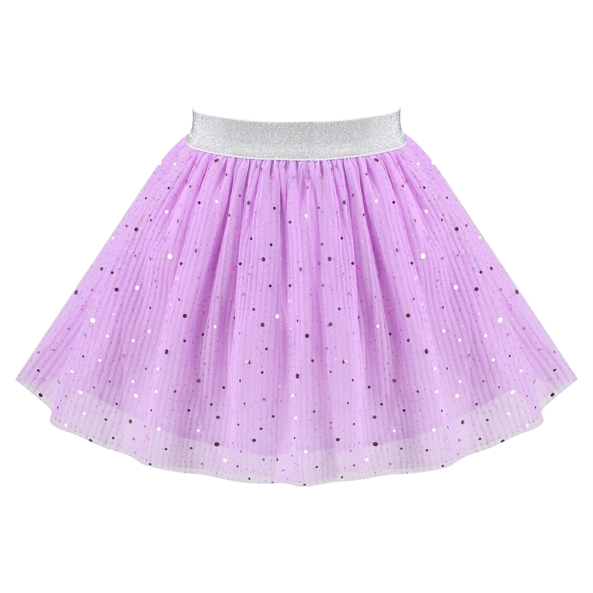 Girls Skirt Blue Heart Sequins Sparkling Tutu Dancing - Purple Sequin
